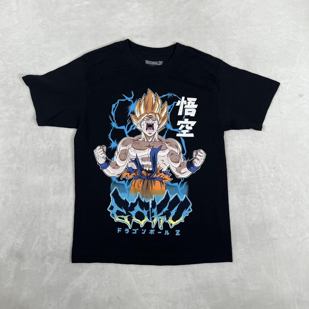 Dragon Ball Z Goku T-Shirt Mens Medium Black Super Saiyan Anime Retro Vintage